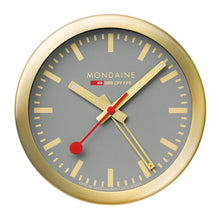 Load image into Gallery viewer, Mondaine Official Swiss Railways Good Grey Alarm Clock 125mm