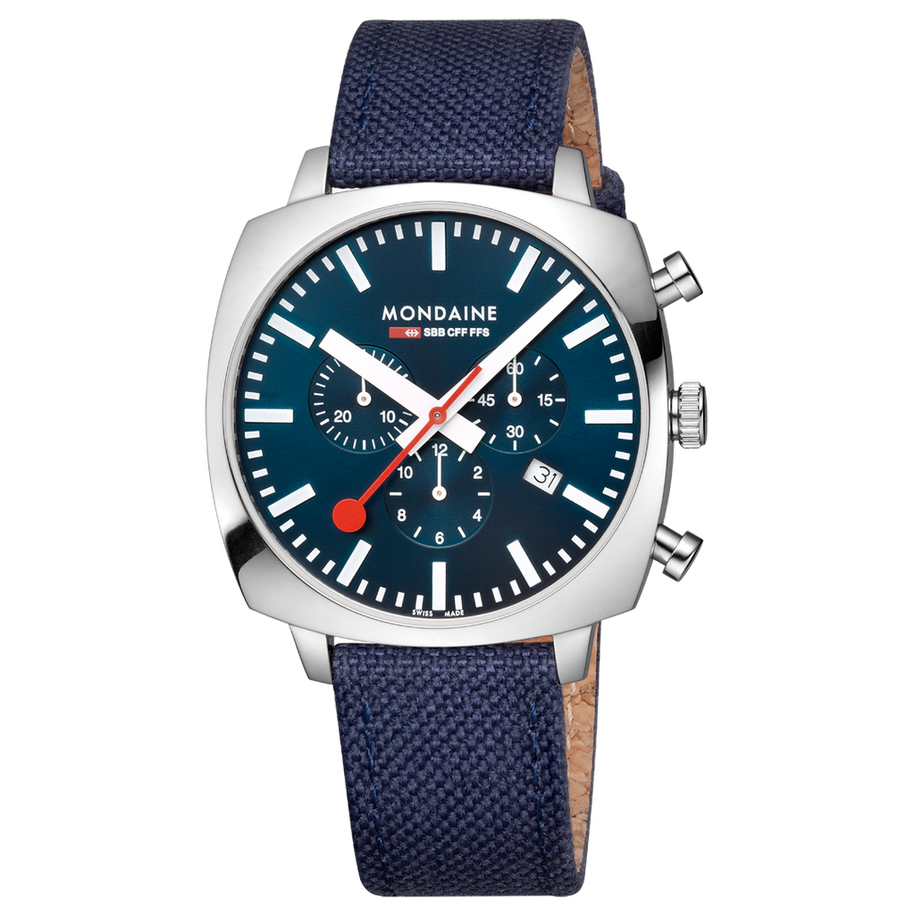 Mondaine Official Swiss Railways Grand Cushion 41mm Deep Ocean Blue Watch Set