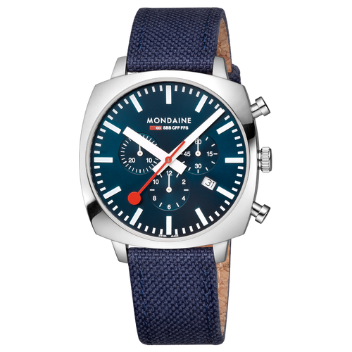Mondaine Official Swiss Railways Grand Cushion 41mm Deep Ocean Blue Watch Set