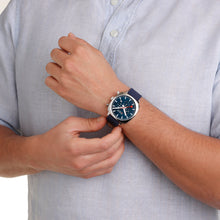 Load image into Gallery viewer, Mondaine Official Swiss Railways Grand Cushion 41mm Deep Ocean Blue Watch Set
