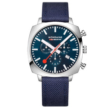 Load image into Gallery viewer, Mondaine Official Swiss Railways Grand Cushion 41mm Deep Ocean Blue Watch Set